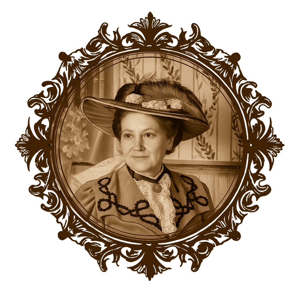 Profile picture of ruby sinclair in a victorian dress and hat